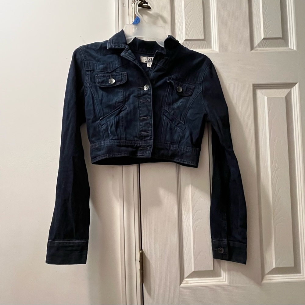 L.E.I Crop Top Denim Jacket size S, color blue